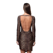 Bella Paradise animal print skirt for vacation with long sleeves and open back design
