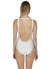 Bella Paradise luxury one piece swimsuit in white color with low back design and wide straps