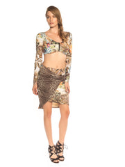 Bella Paradise luxury resort skirt with mixed animal and floral print in color print size