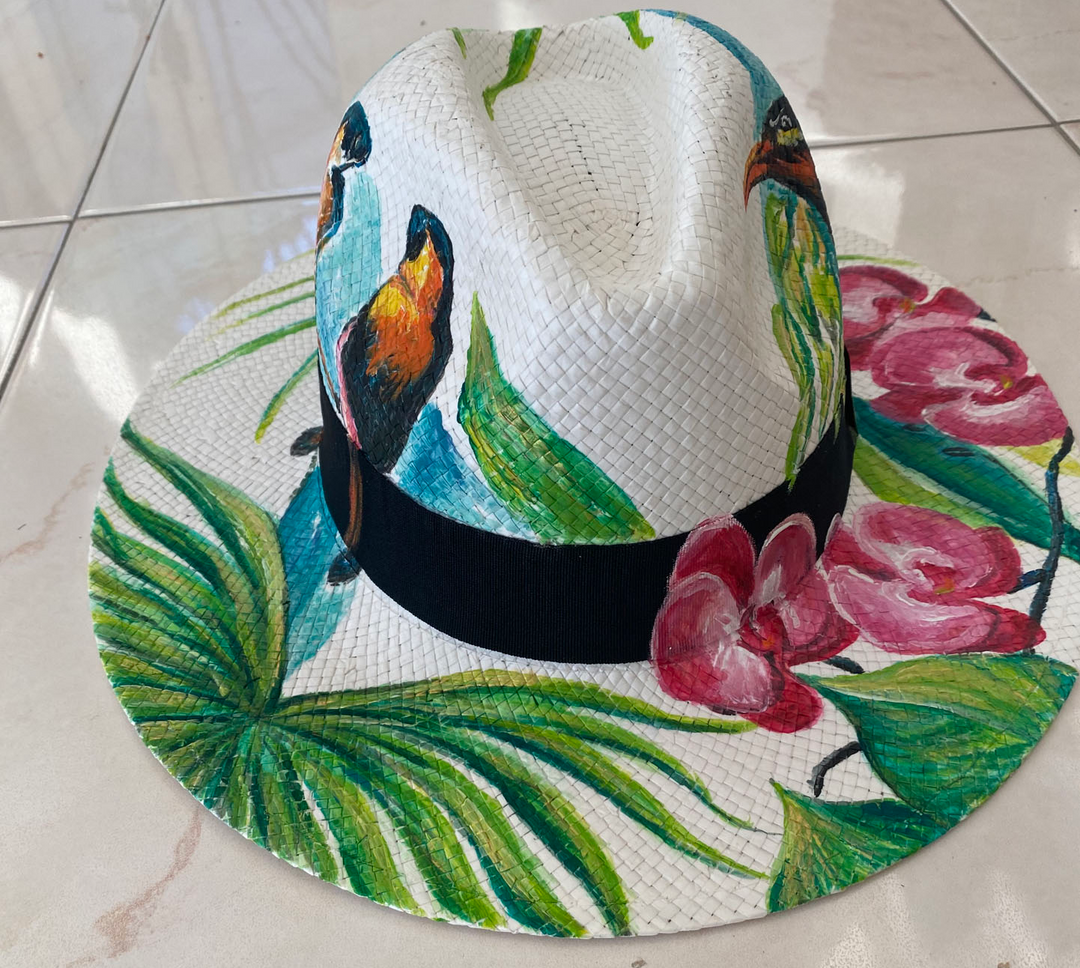 Myconos Hand-Painted Straw Fedora Hat Mykonos Sun Hat – NICNAK CLOTHING main image 4