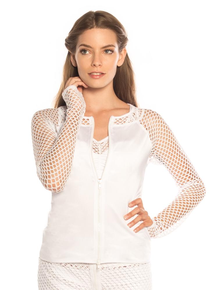White fishnet jacket shop