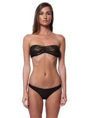 Bella Paradise sexy metallic swimsuit bottom and matching bandeau top in dark metallic color