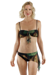 Bella Paradise tropical print swimwear bandeau with matching bottom and adjustable straps
